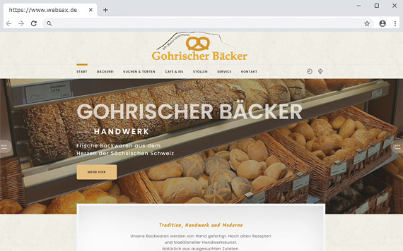 Webseite für den Gohrischer Bäcker