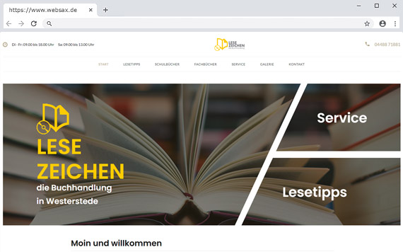 Webseite für Lesezeichen - Die Buchhandlung in Westerstede