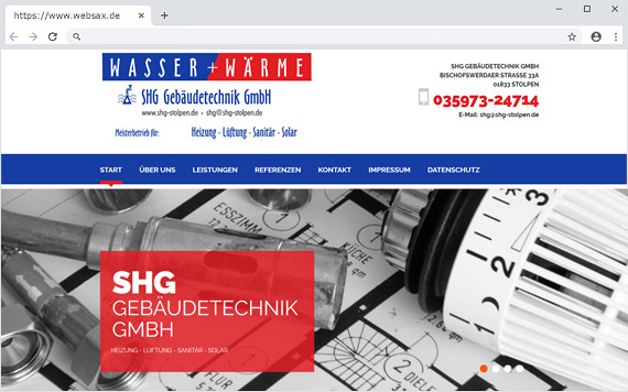 Erstellung Webseite Sani-Heiz-GAS Gebäudetechnik GmbH