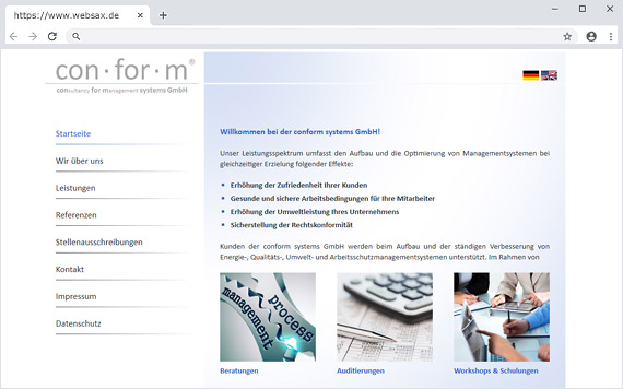 Erstellung Webseite conform systems GmbH
