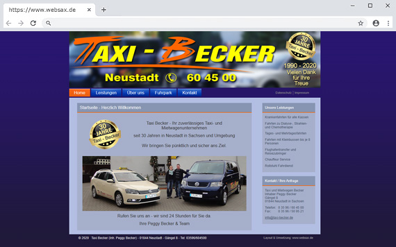 Erstellung Webseite für Taxi und Mietwagen Becker