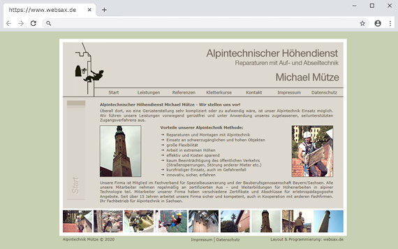 Erstellung und Layout Webseite Alpintechnik Mütze