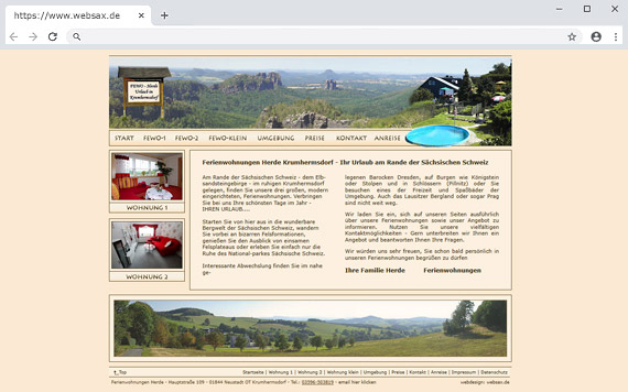 Erstellung & Layout Webseite für Ferienwohnungen Herde