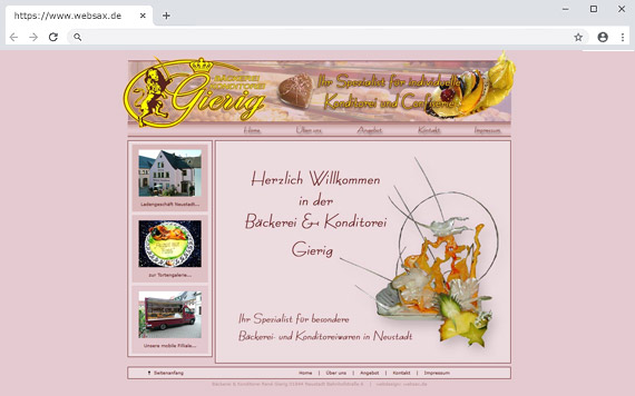 Layout & Erstellung Webseite der Bäckerei & Konditorei Gierig